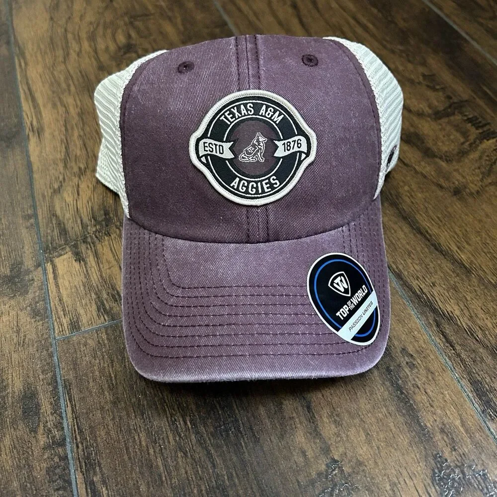 New Texas A&M Aggies Hat Maroon Logo Strap-Back Mesh Baseball Cap NCAA One Size